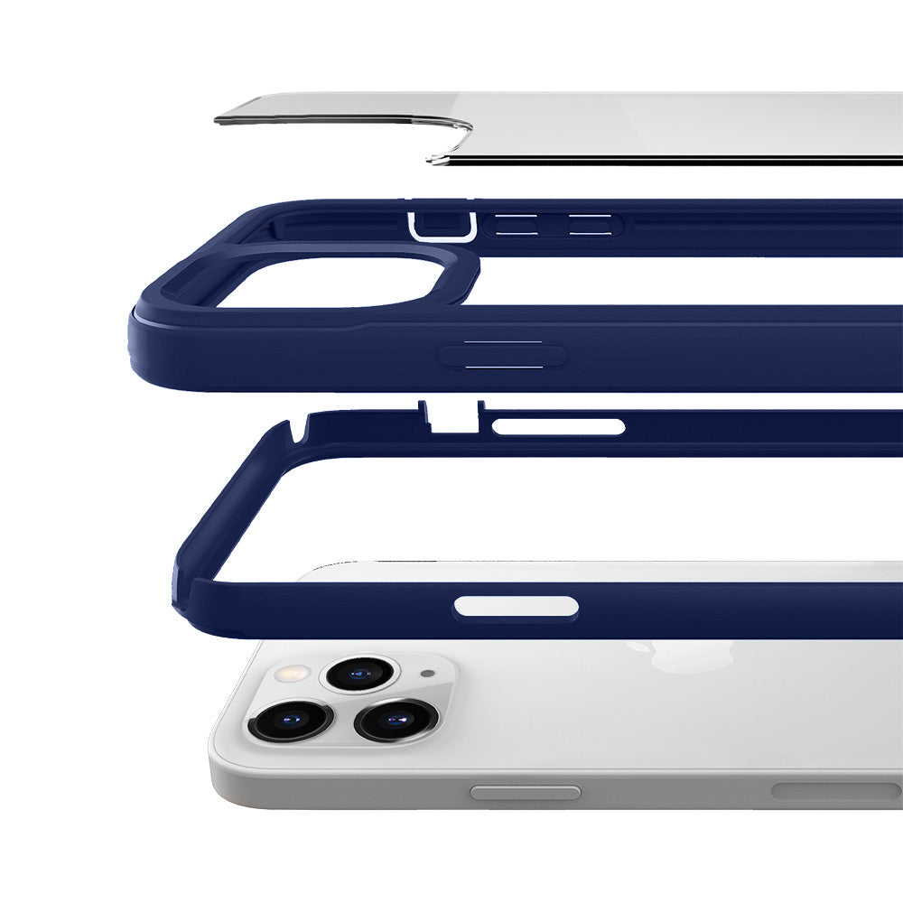 Custodia Xinyunew Per IPhone 13 Pro, Protezione Militare Antiurto A 3 Strati Con Cavalletto E Clip Da Cintura, Blu Navy